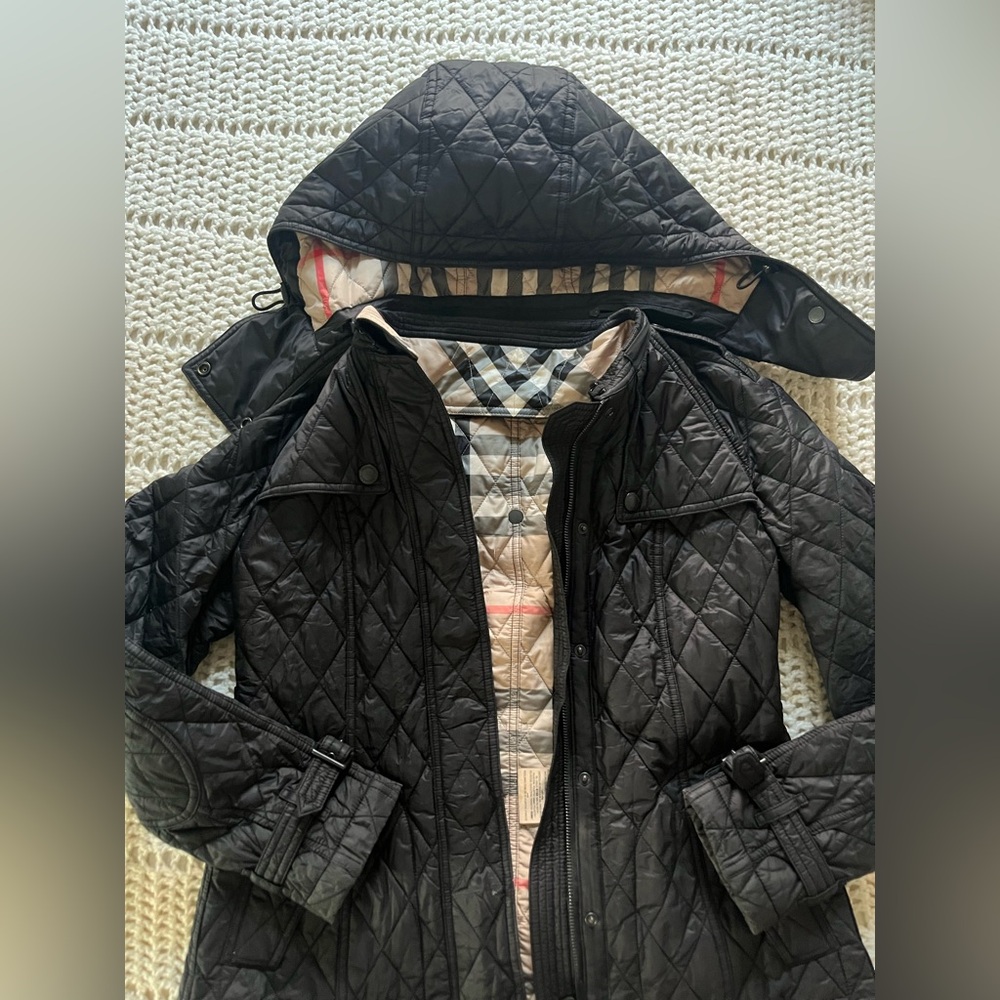 Burberry Beige and Black Quilted Jacket